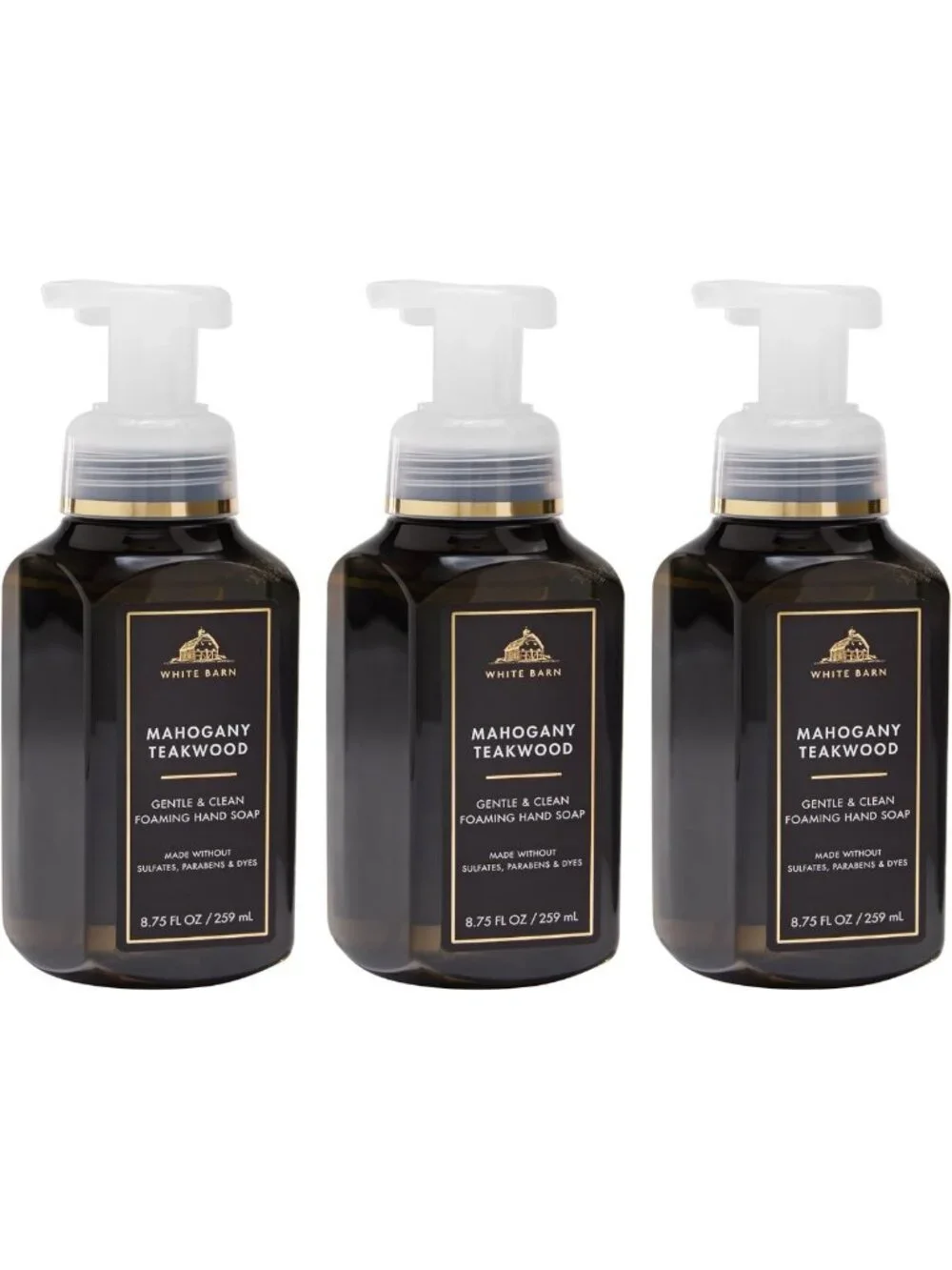Gentle Foaming Hand Soap - Mahogany Teakwood Scent, Germ-Cleansing, 3-Pack